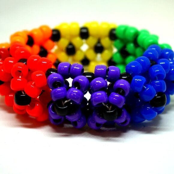Rainbow Spider UFO 3D Cuff Kandi Bracelet - Picture 2 of 6